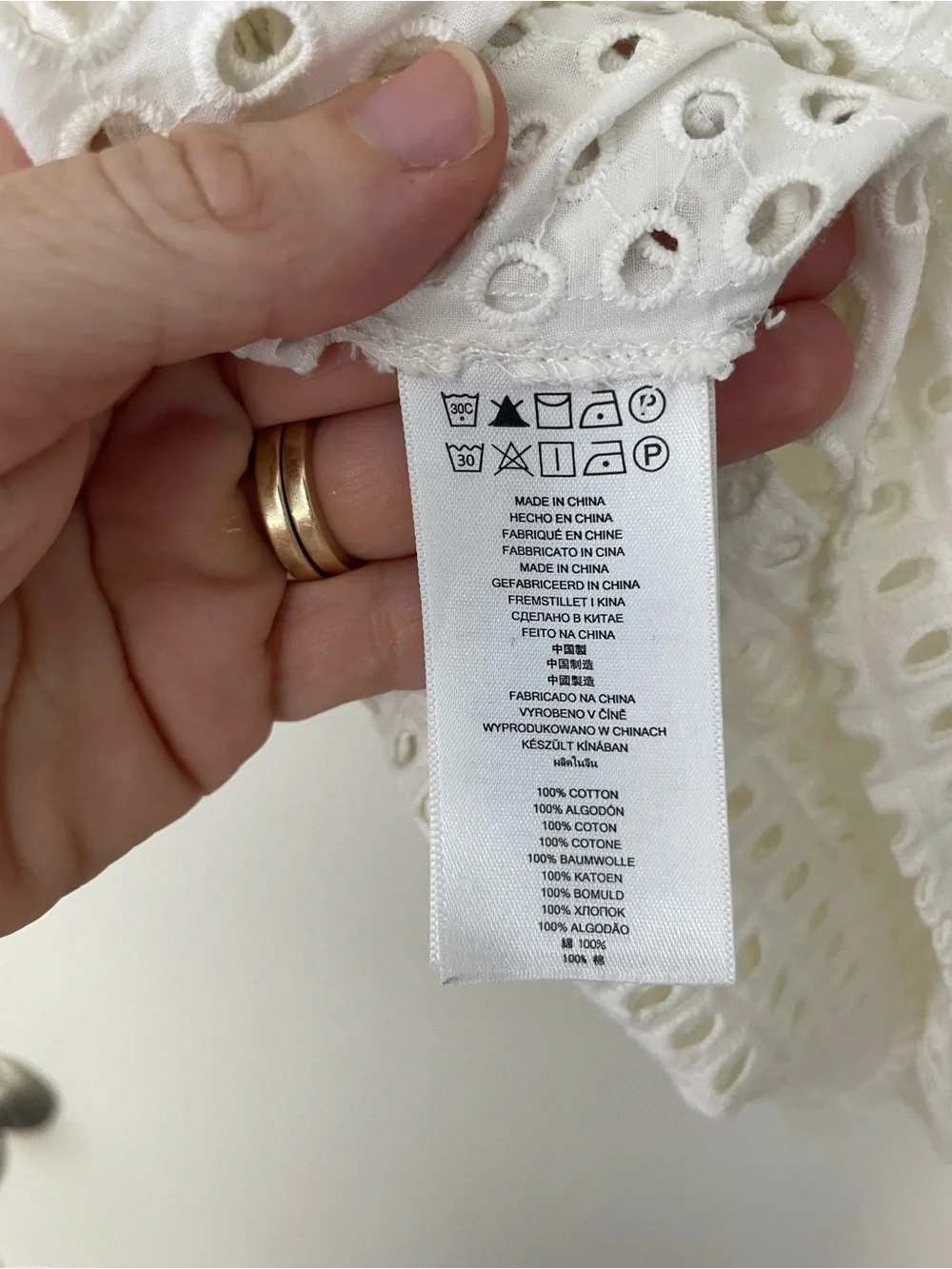 Michael Kors White Eyelet Cotton Peplum Top Small